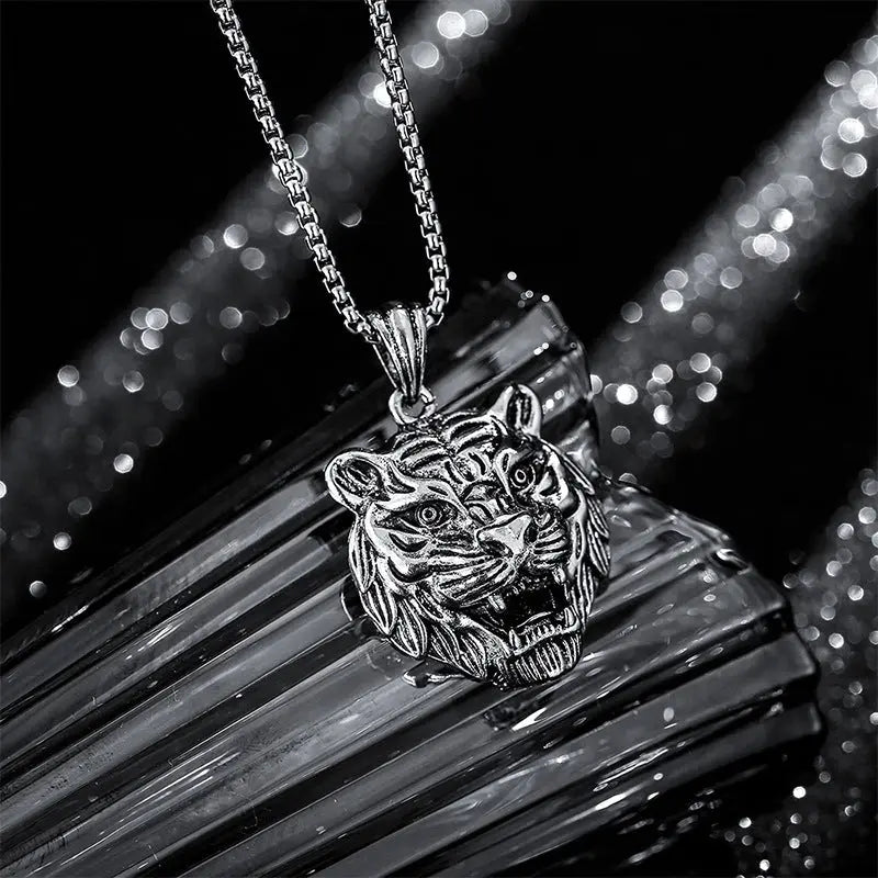 FURIOUS TITANIUM HEAD TIGER NECKLACE