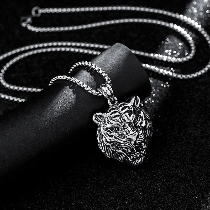 FURIOUS TITANIUM HEAD TIGER NECKLACE