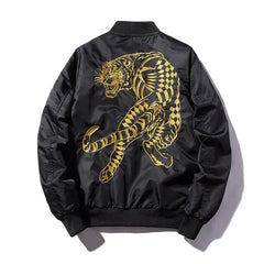 Leather Jacket with Tiger head embroided on back SMJ3