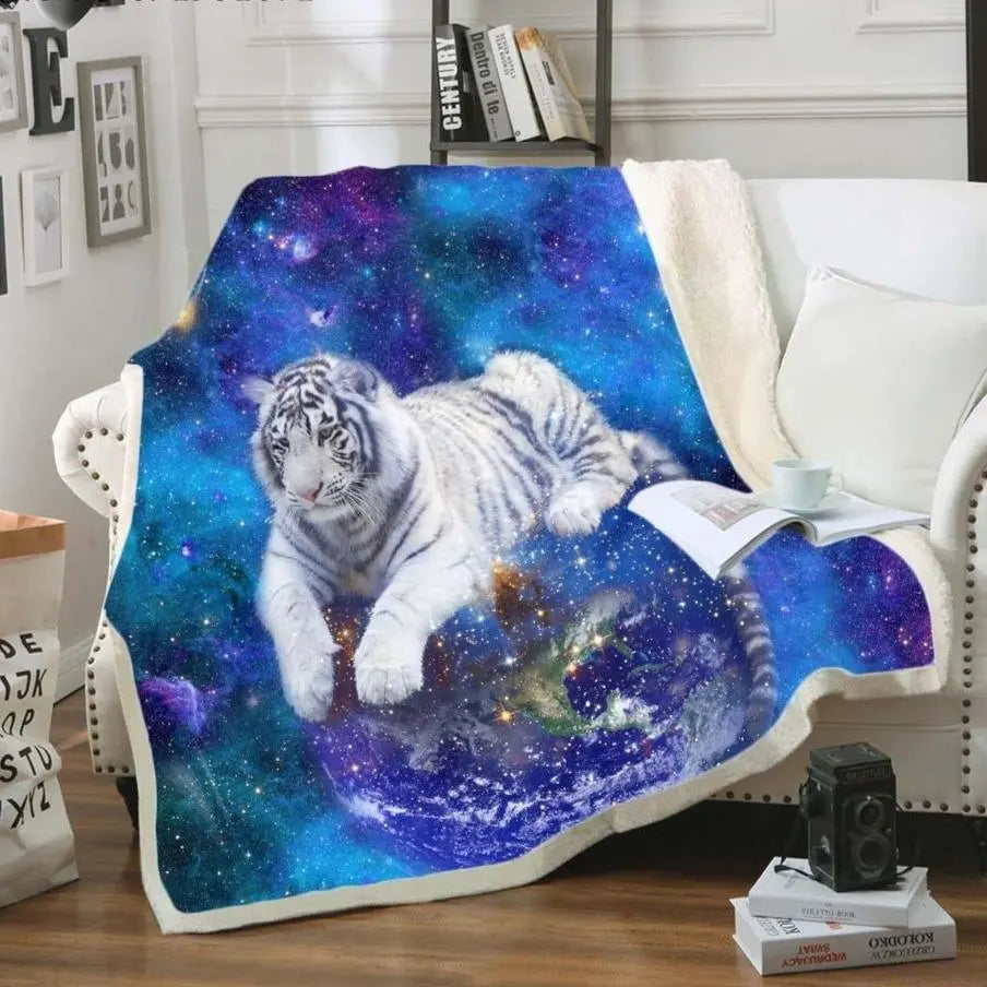 Galaxy Blue Tiger Blanket Tiger-Universe