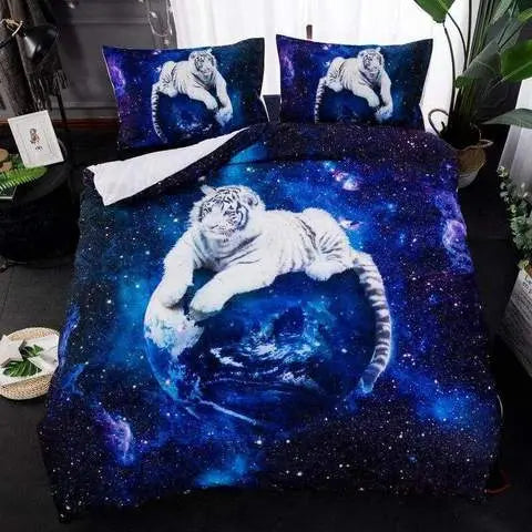 Galaxy White Tiger Duvet Cover Tiger-Universe