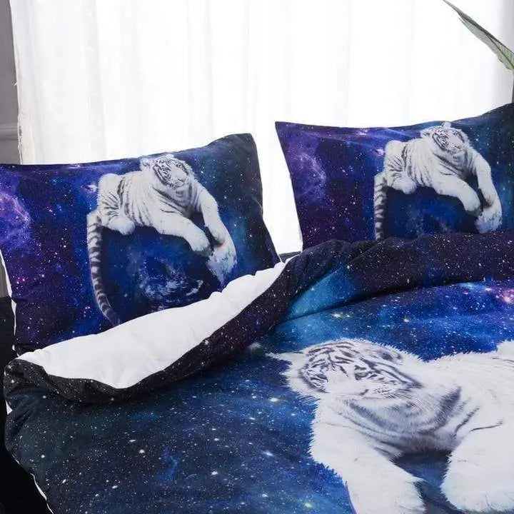 Galaxy White Tiger Duvet Cover Tiger-Universe