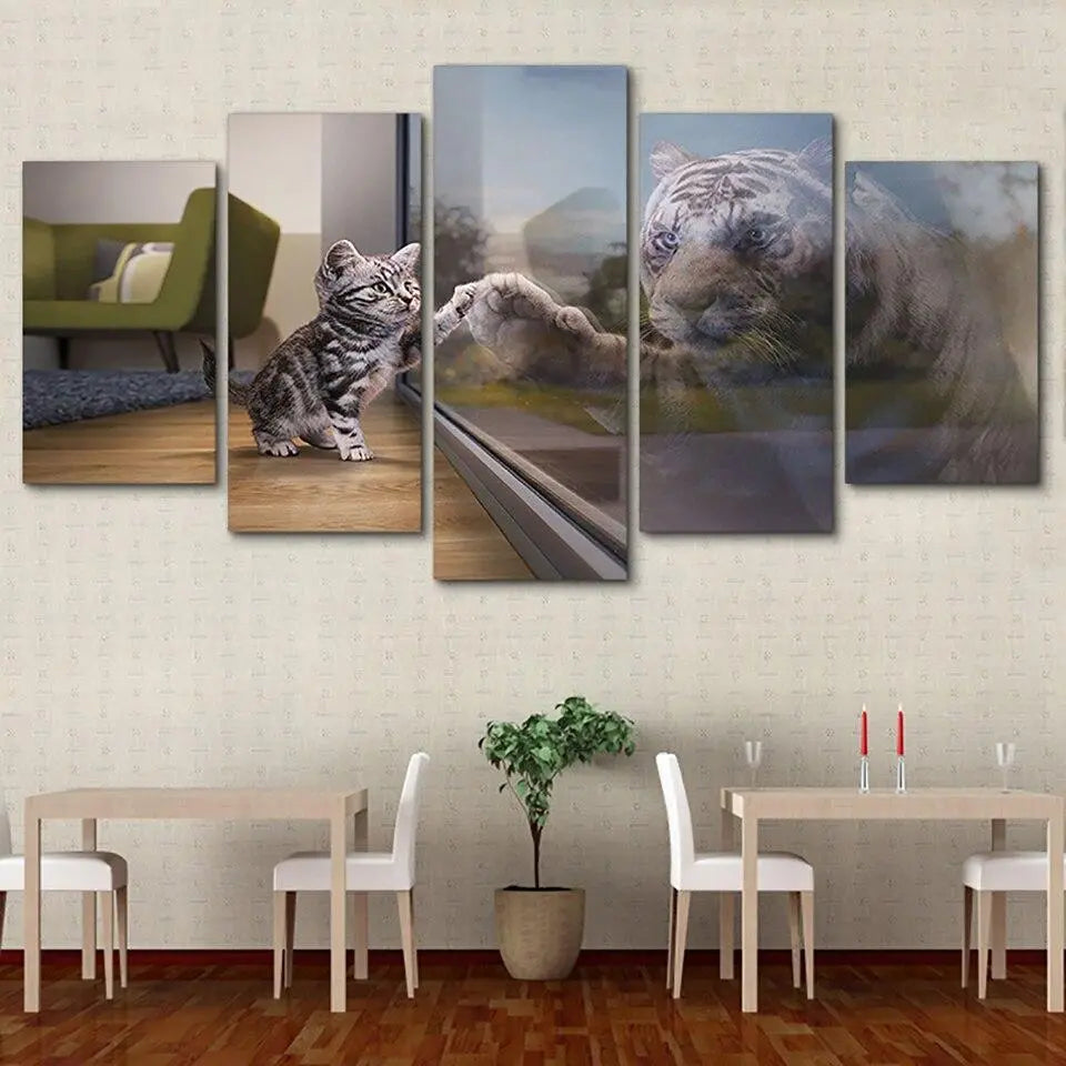 KITTY &amp; TIGER REFLECTION CANVA PAINTING Tiger-Universe