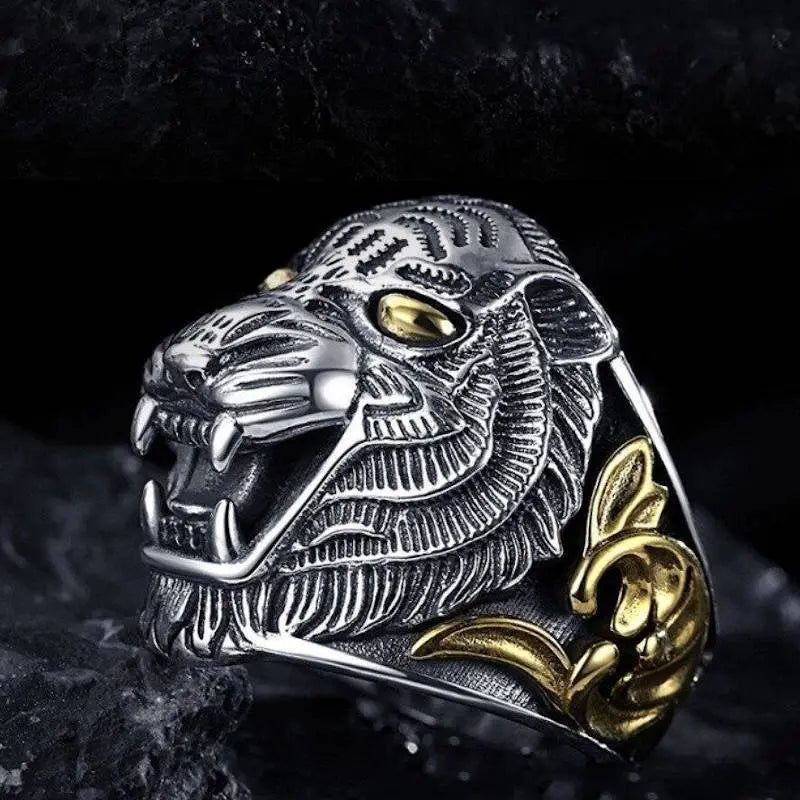Tiger Cushion Ring in Gold