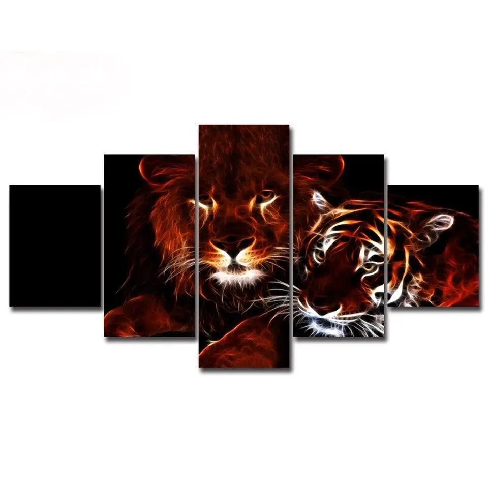 LION AND TIGER PAINTING Tiger-Universe