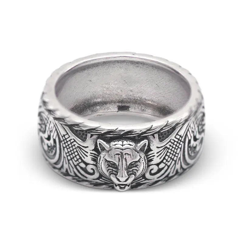 MYTHOLOGICAL MENS SILVER TIGER RING Tiger-Universe