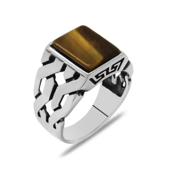 Men's Tiger Eye Ring Nordic Links Tiger-Universe