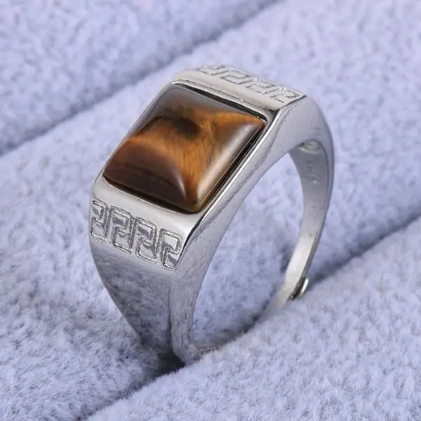 Mens Ring Tiger Eye Rock Tiger-Universe