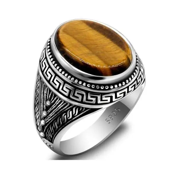 Mens Tiger Eye Signet Ring Tiger-Universe