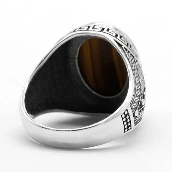 Mens Tiger Eye Signet Ring Tiger-Universe