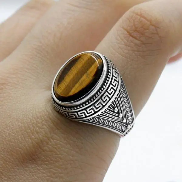 Mens Tiger Eye Signet Ring Tiger-Universe