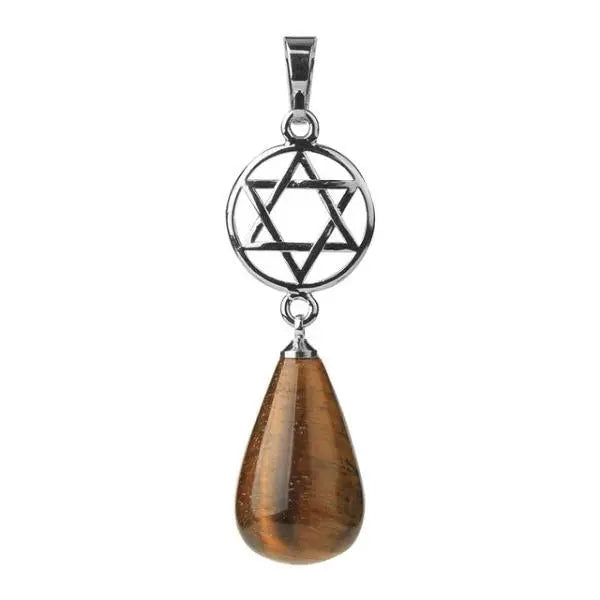 Pendant Tiger Eye Drop and Star of David Tiger-Universe
