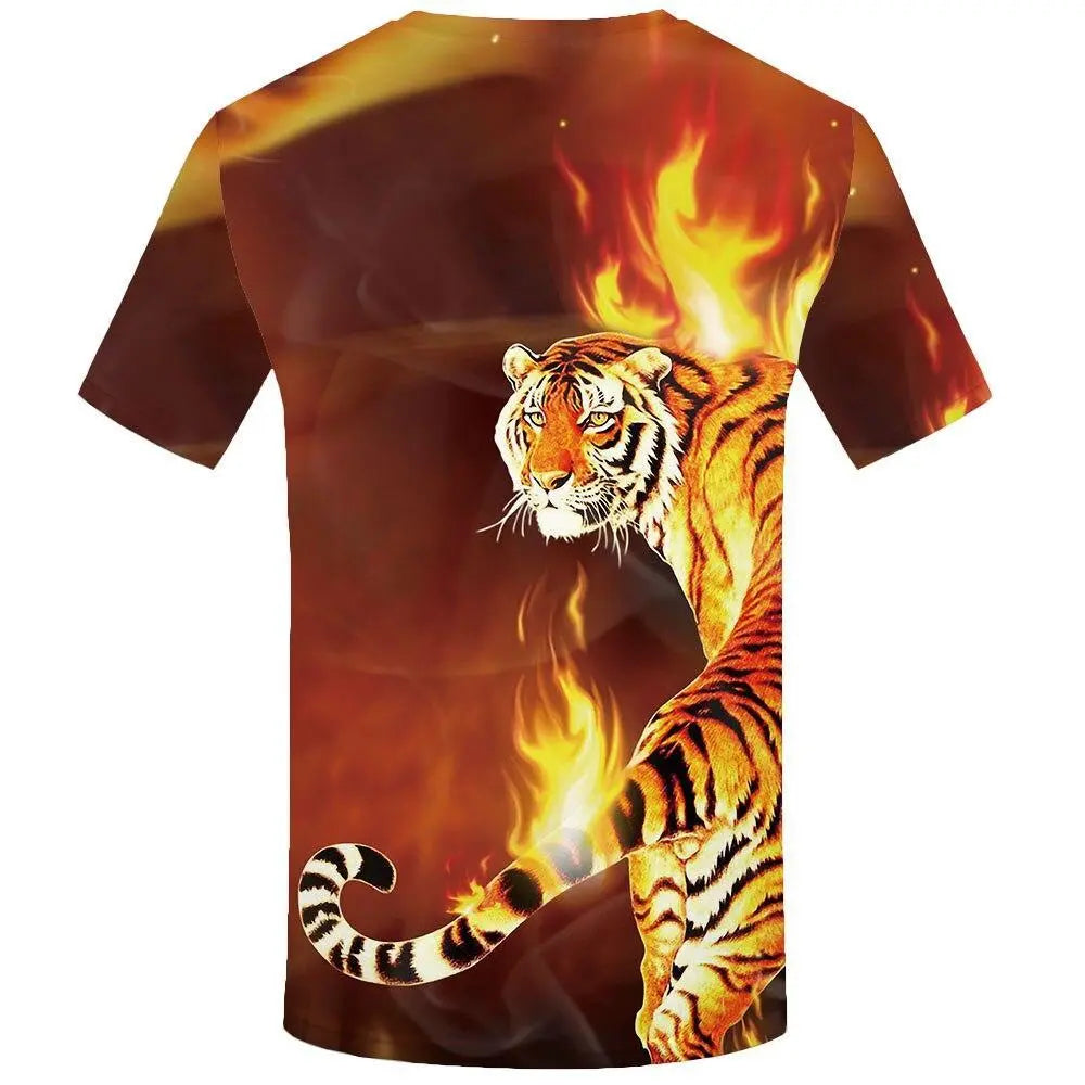 RED TIGER T-SHIRT FLAMES Tiger-Universe