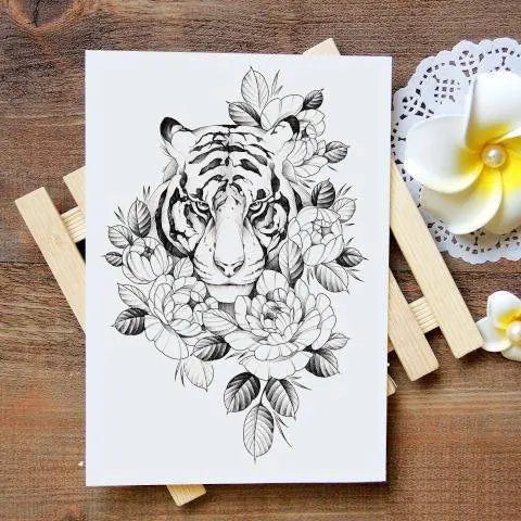 Evil Tiger Face, Graphic Image! Tattoo Sketch. Stock Illustration -  Illustration of character, body: 179867419