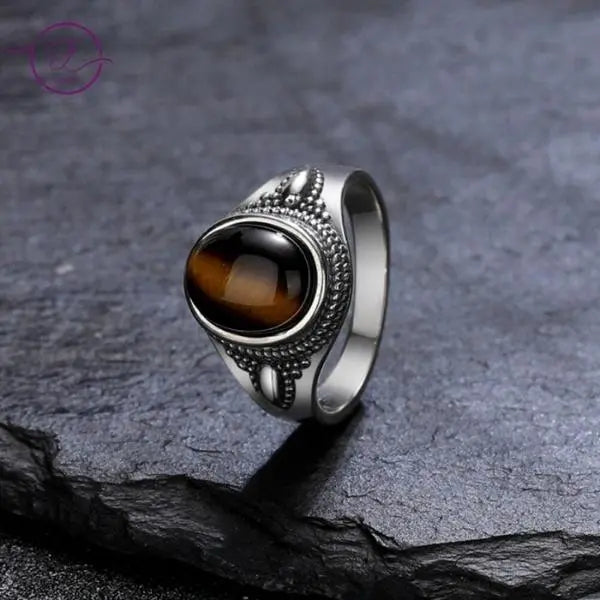 S925 Silver Tiger Eye Ring Design Tiger-Universe