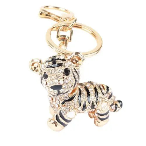 PHEZEN Cute Tiger Keychains Diamond-Encrusted Shiny Tiger Charm