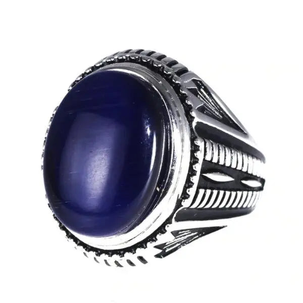 Silver Blue Tiger Eye Ring Tiger-Universe