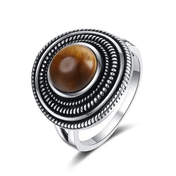 Silver Ring with Tiger Eye Stone Tiger-Universe