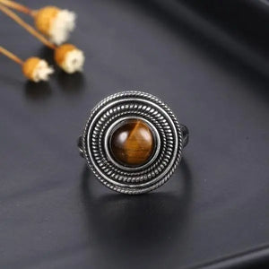Silver Ring with Tiger Eye Stone Tiger-Universe