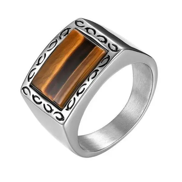 Solid Tiger Eye Ring Anti-Stress Tiger-Universe