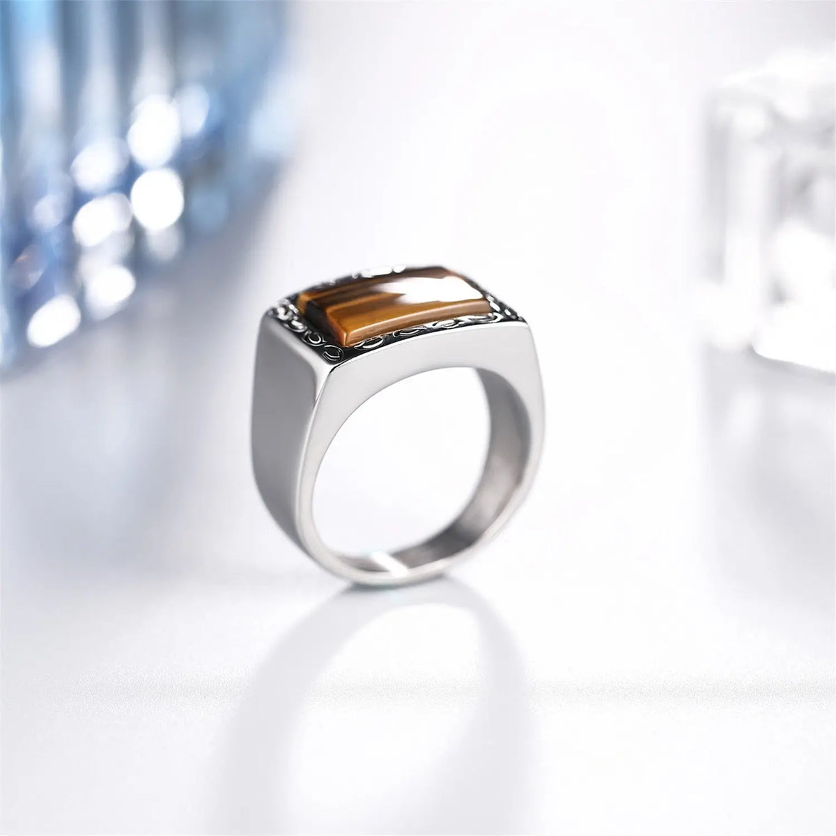 Solid Tiger Eye Ring Anti-Stress Tiger-Universe