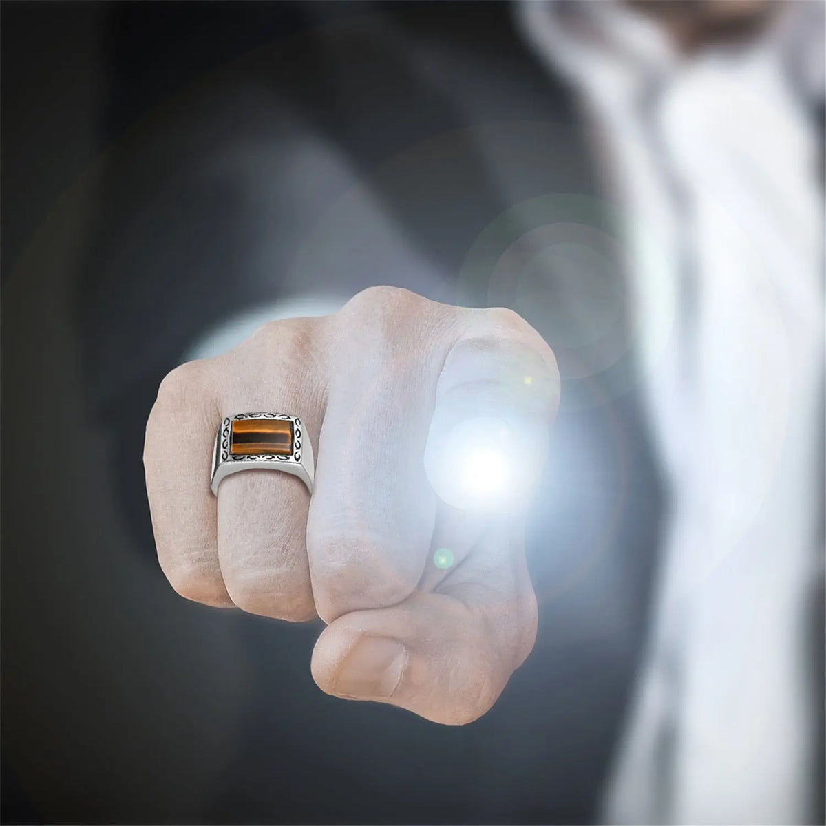 Solid Tiger Eye Ring Anti-Stress Tiger-Universe