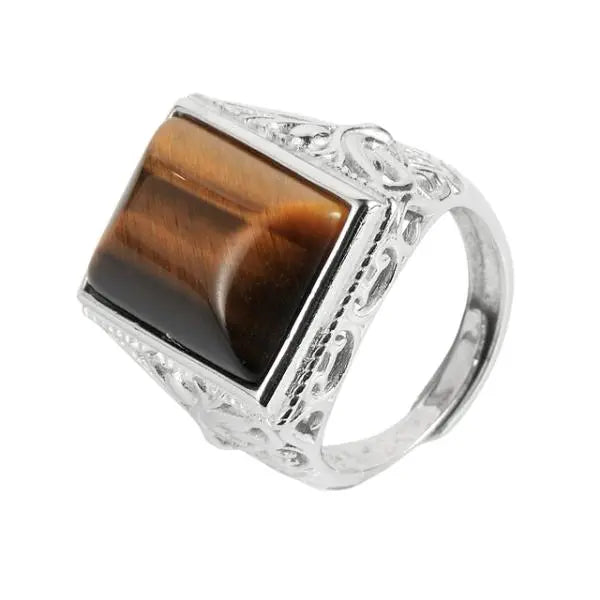 Square Tiger&#39;s Eye Ring Tiger-Universe