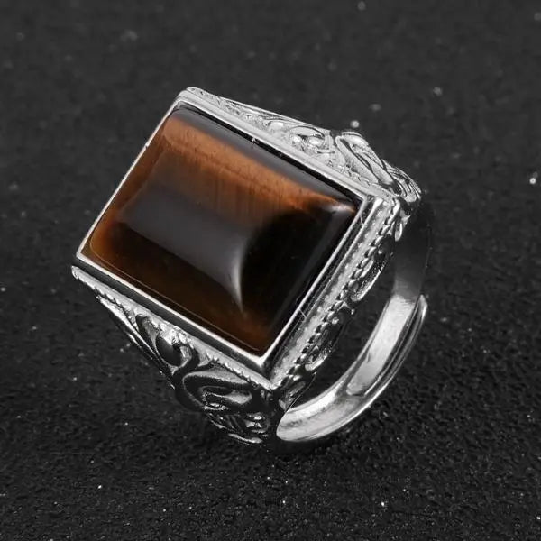 Square Tiger's Eye Ring Tiger-Universe