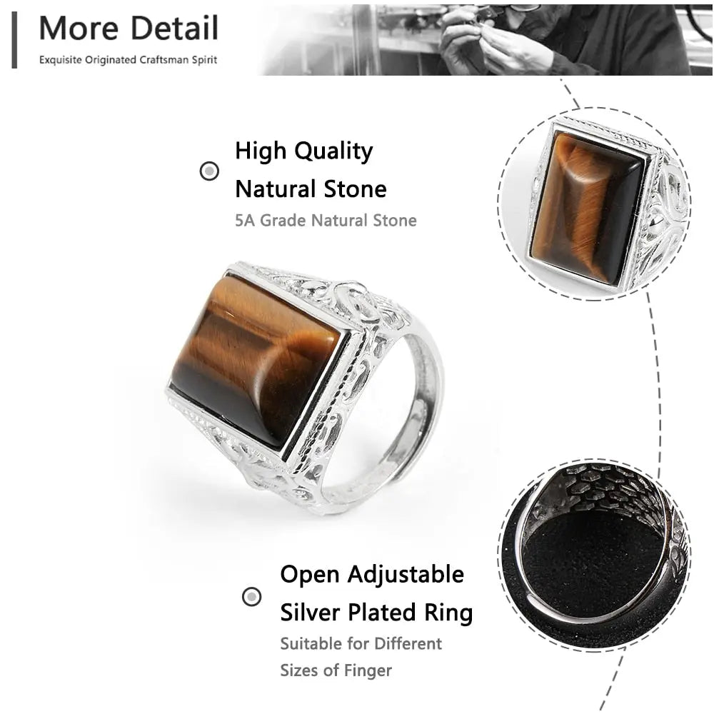 Square Tiger&#39;s Eye Ring Tiger-Universe