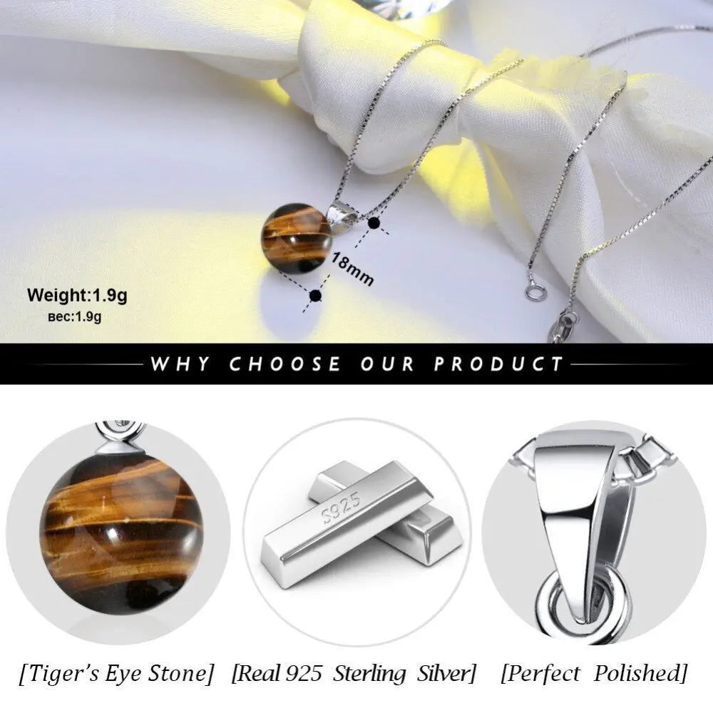 Sterling Silver Tiger Eye Necklace Tiger-Universe