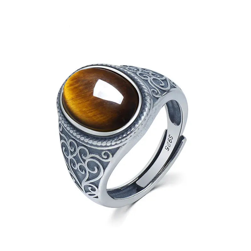 Sterling Silver Tiger Eye Ring Tiger-Universe