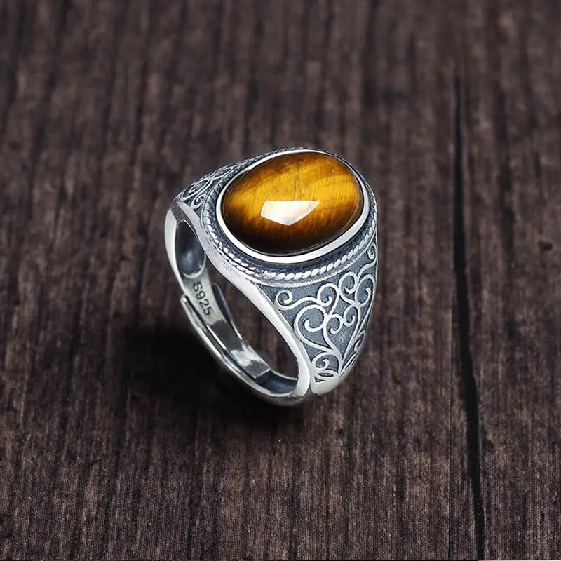 Sterling Silver Tiger Eye Ring Tiger-Universe