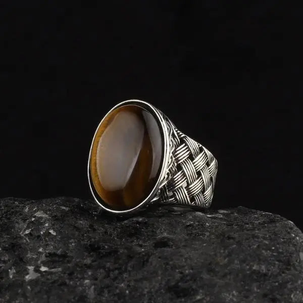 Sterling Silver Tiger Eye Ring Tiger-Universe