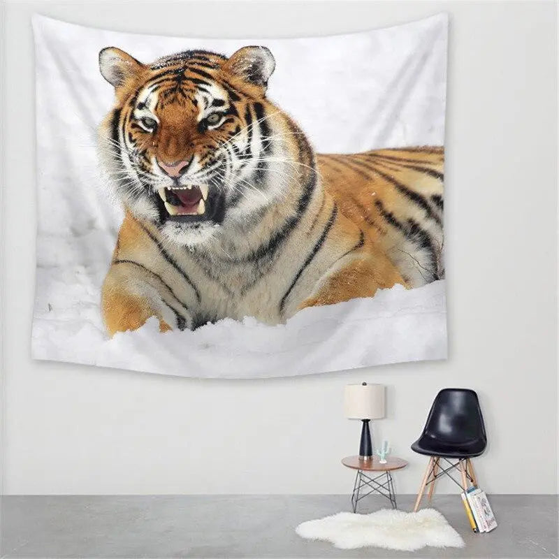 TIBETAN TIGER TAPESTRY IN THE SNOW Tiger-Universe