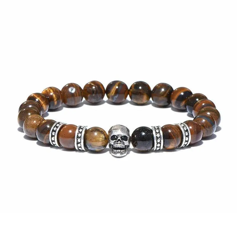 TIGER EYE SKULL BRACELET
