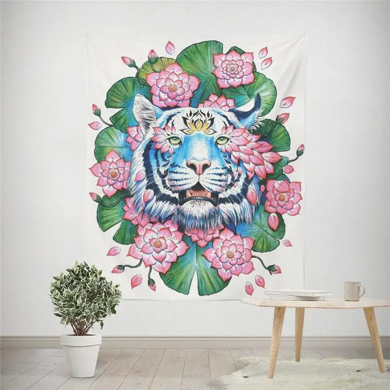 TIGER FLORAL WALL TAPESTRY Tiger-Universe