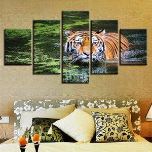 TIGER PAINTING SWIMMING IN SACRED RIVER Tiger-Universe