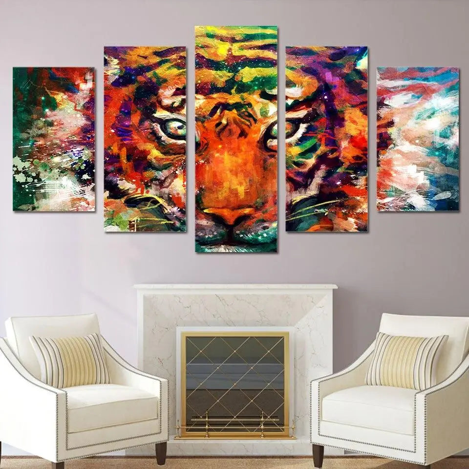 Blue Eyes Tiger Wall Art Canvas Painting Black White Tigers Canva