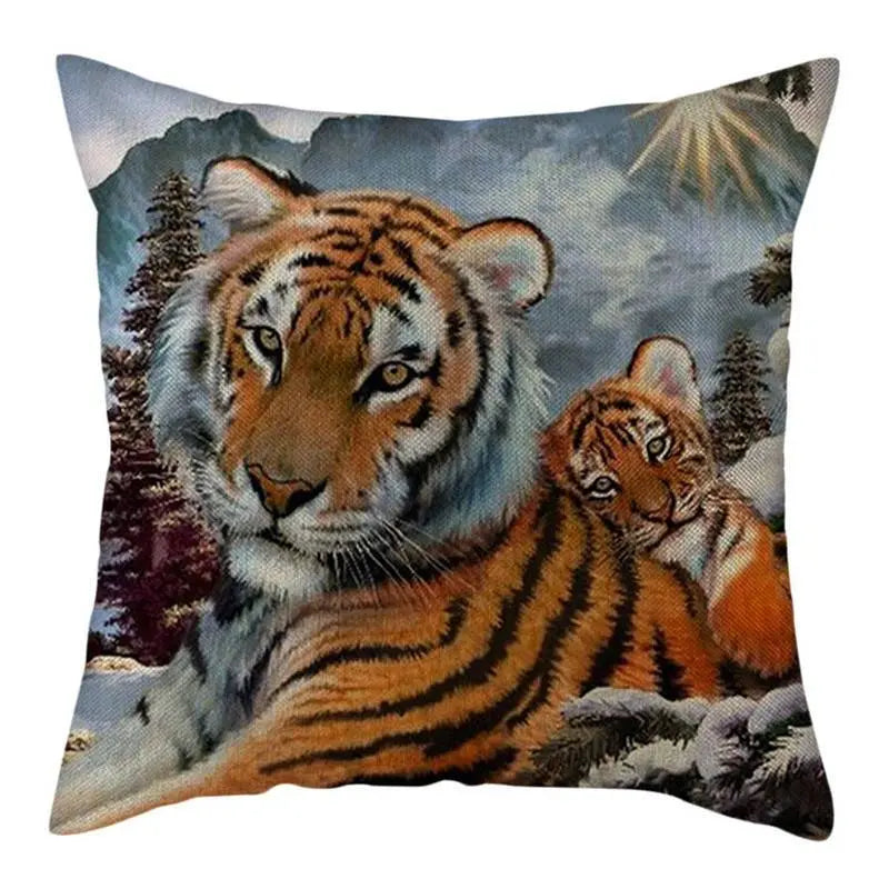 Various Linen Tiger Cushion Pillow Covers FREE Ship USA The Great Cat