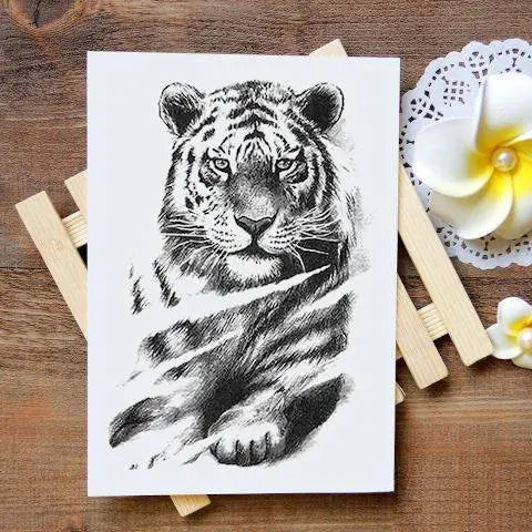 TIGER TEMPORARY TATTOO BLACK &amp; WHITE Tiger-Universe