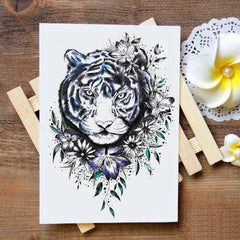 SAVI 3D Temporary Tattoo Angry Tiger Horse Flames Crown Design Size  21x15CM  1PC Black 10 g SSRT0712
