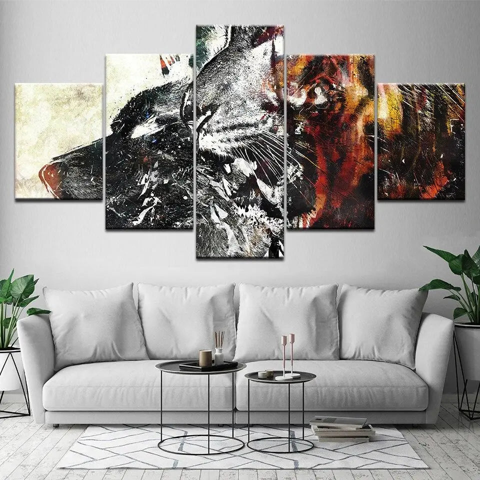 TIGER VS WOLF CANVA PAINTING Tiger-Universe