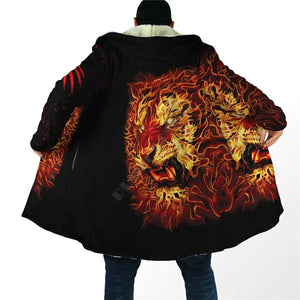 Tiger Print Coat - hooded cloak tiger in flames