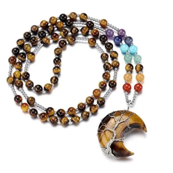Tiger Eye Crescent Moon Necklace Tiger-Universe