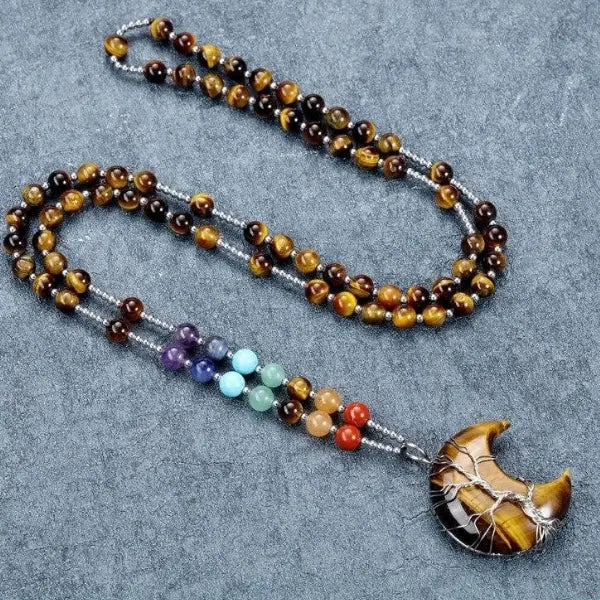 Tiger Eye Crescent Moon Necklace Tiger-Universe