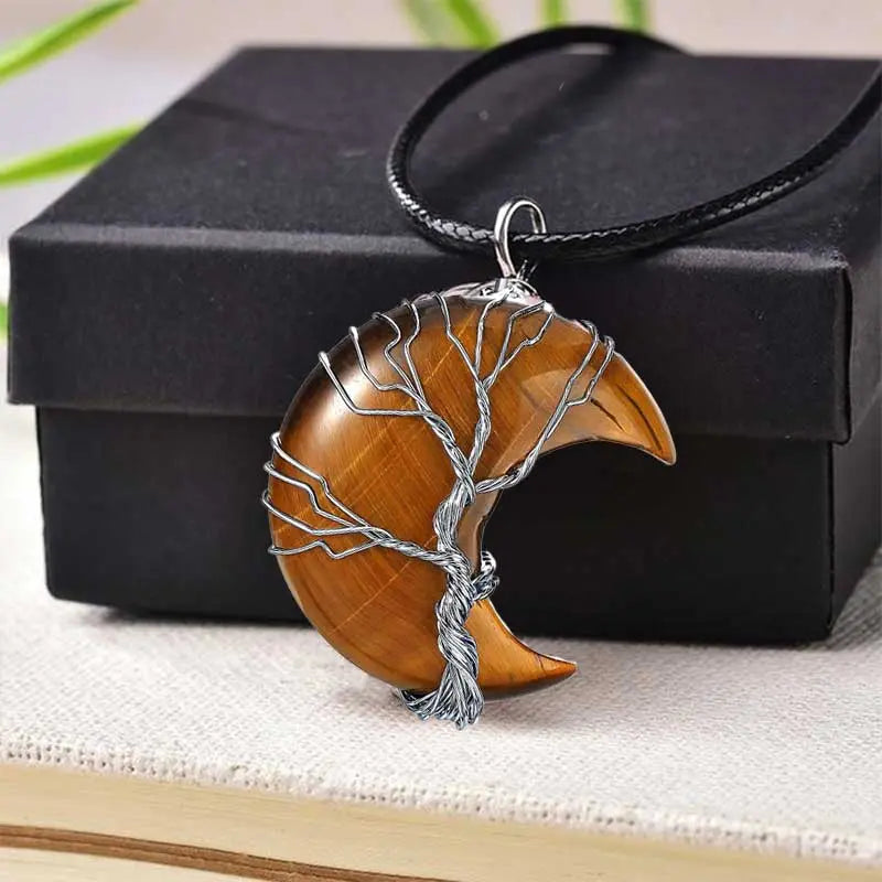 Tiger Eye Crystal Pendant Tree Of Life Tiger-Universe
