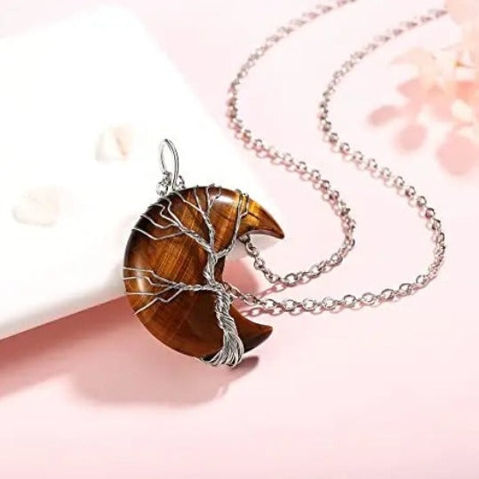 Tiger Eye Crystal Pendant Tree Of Life Tiger-Universe