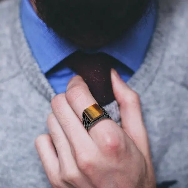 Tiger Eye Men Ring - Modern Tiger-Universe