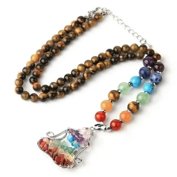 Tiger Eye Necklace for Women 7 Chakras Yoga Tiger-Universe