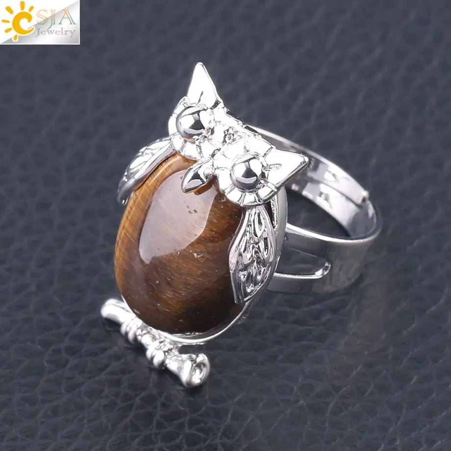 Tiger Eye Owl Ring Tiger-Universe